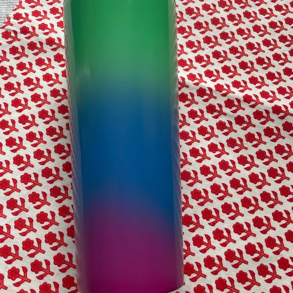 Starbucks 2023 Cold Cup Tumbler Blue Green Pink Technicolor Paint Stainless